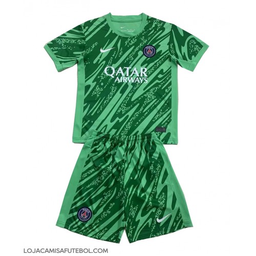 Camisa de Futebol Paris Saint-Germain Goleiro Equipamento Principal Infantil 2024-25 Manga Curta (+ Calças curtas)